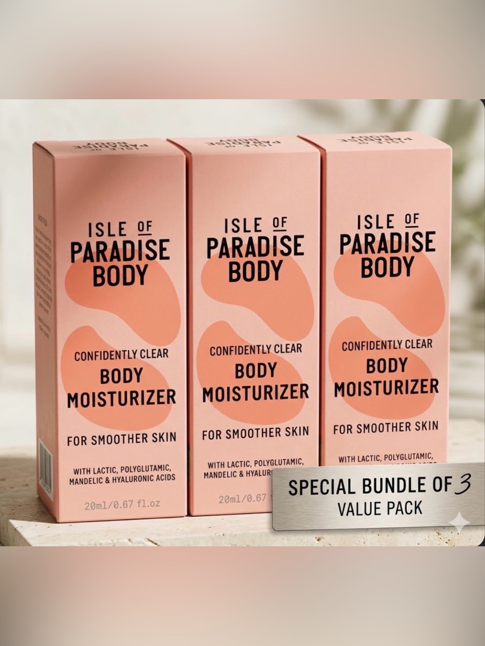 Isle of Paradise BUNDLE of 3 Confidently Clear Body Moisturizer - Smoother Skin